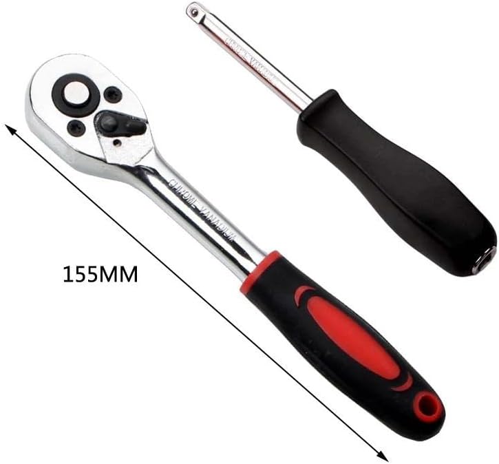 1/4 Zoll Steckschlüssel Set, 46 Stück Laufwerksbuchse und Schraubendreher Bit Set mit Ratschenschlüssel für Autos Fahrrad Reparaturwerkzeug(One Size - 46Pcs)