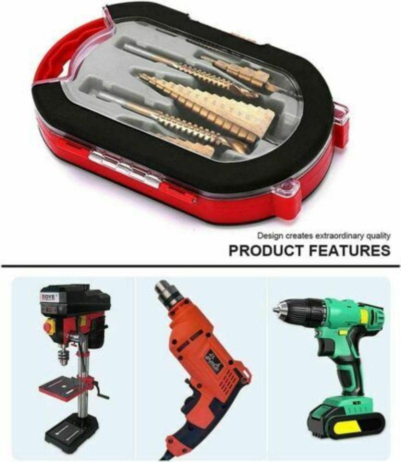 Bohrer-Set – 3 Größen Stufenbohrer + 3 Größen Spiralbohrer, 3–8 mm gezackter Sägebohrer für Metallbearbeitung, Holzbearbeitung, Lochbohren (3 Stufenbohrer + 3 Spiralbohrer)