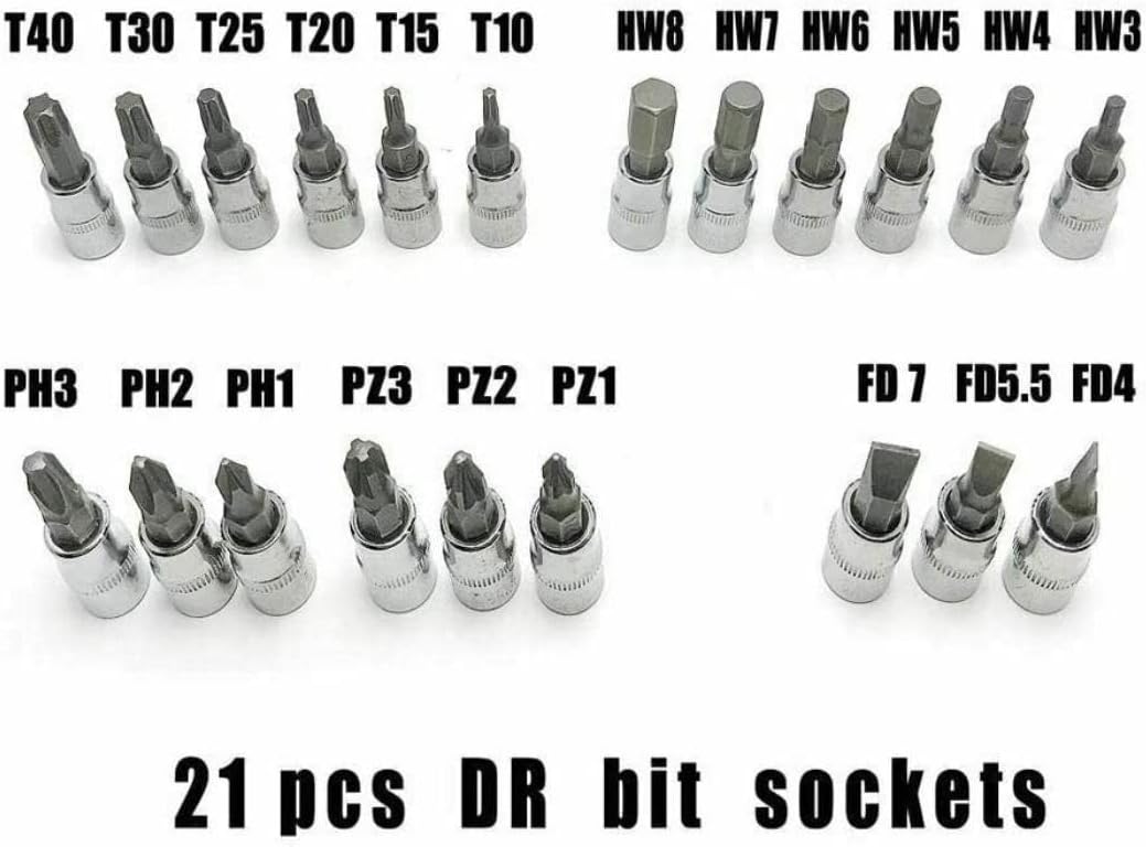 1/4 Zoll Steckschlüssel Set, 46 Stück Laufwerksbuchse und Schraubendreher Bit Set mit Ratschenschlüssel für Autos Fahrrad Reparaturwerkzeug(One Size - 46Pcs)
